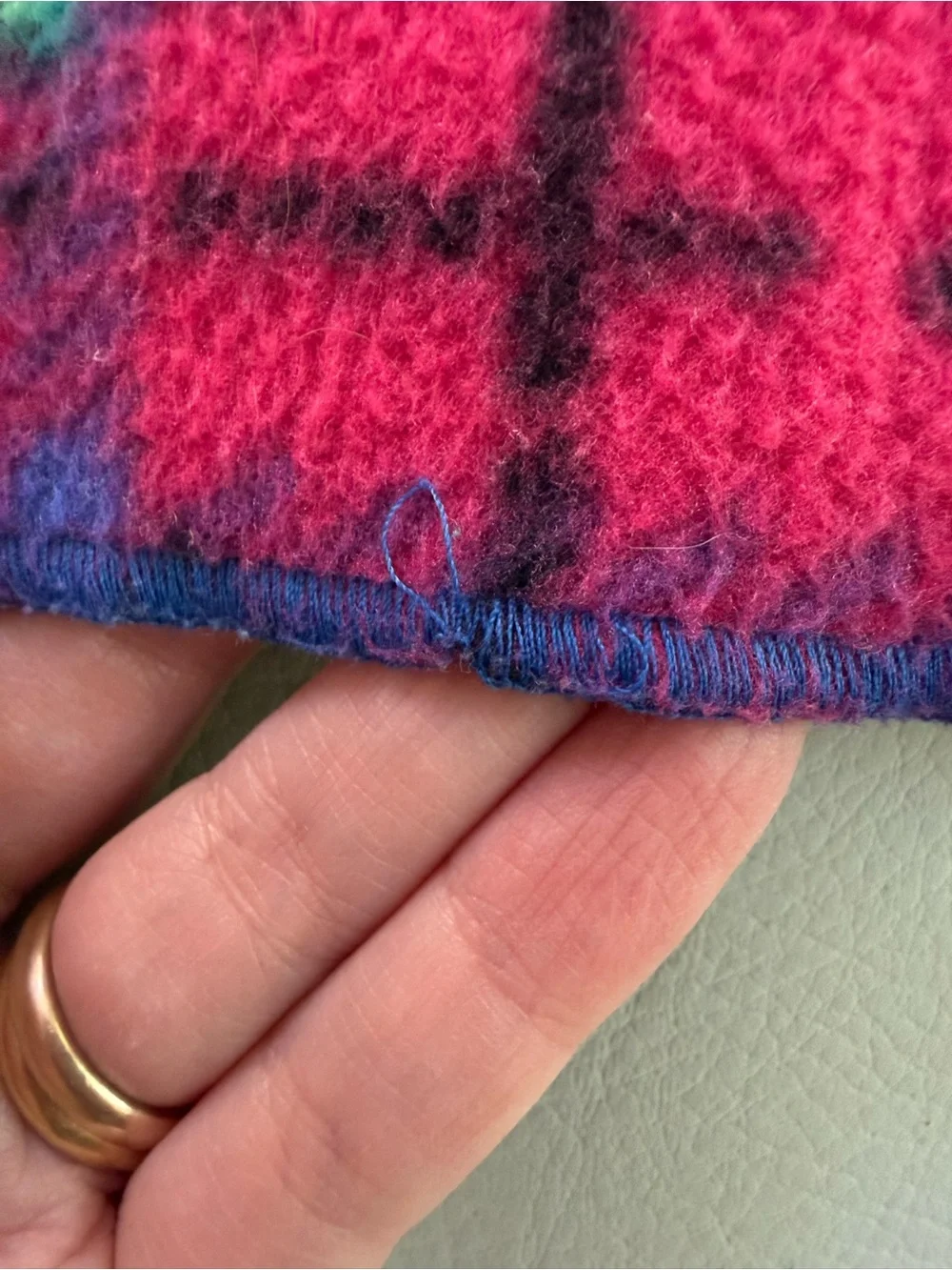 Vintage 80s 90s Oshkosh Fleece Floral Sweater Pink Blue - Girls Sz 5 Made in USA